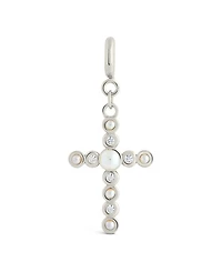 Sterling Forever Cubic Zirconia Mother of Pearl Cross Charms