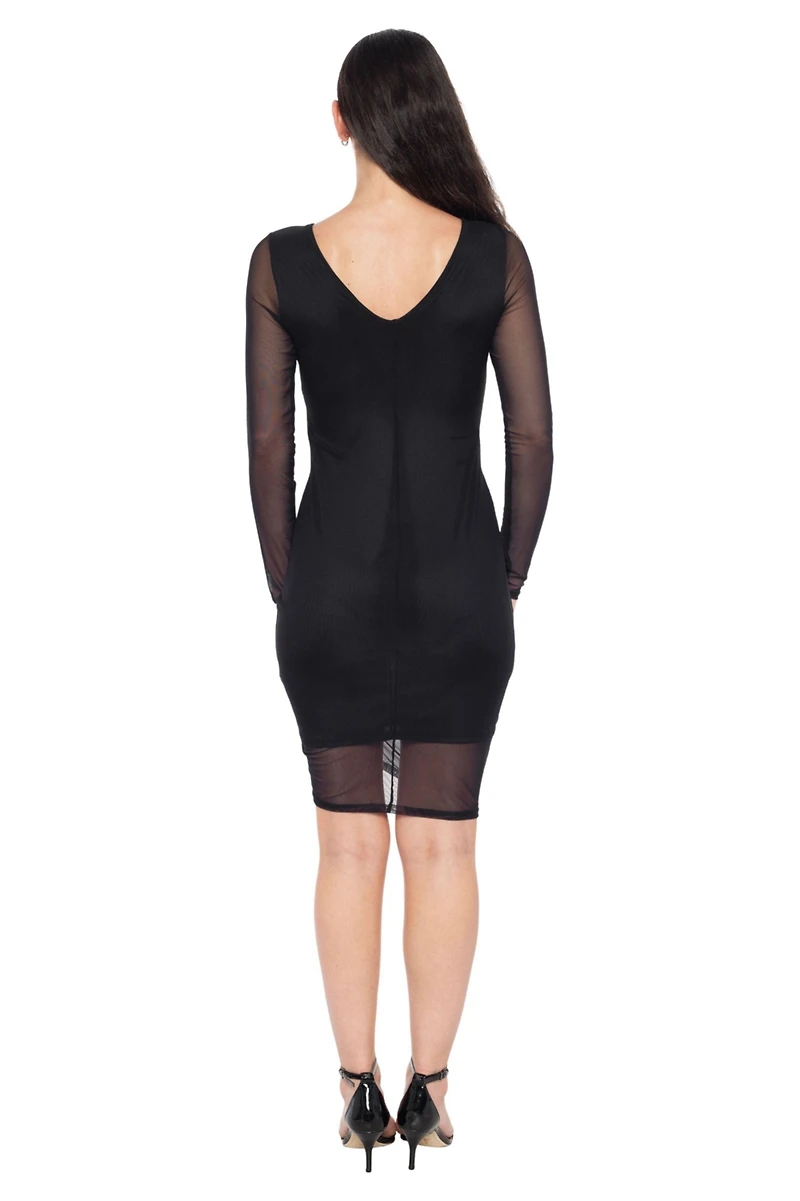 Bebe Women's PowerMesh Midi Dress With Side Shirring
