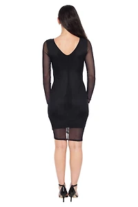 Bebe Women's PowerMesh Midi Dress With Side Shirring