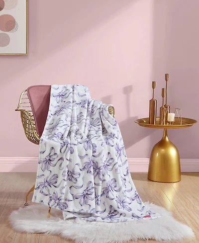 Betsey Johnson Ballet Bows Ultra Soft Plush Fleece Throw, 70" X 50"