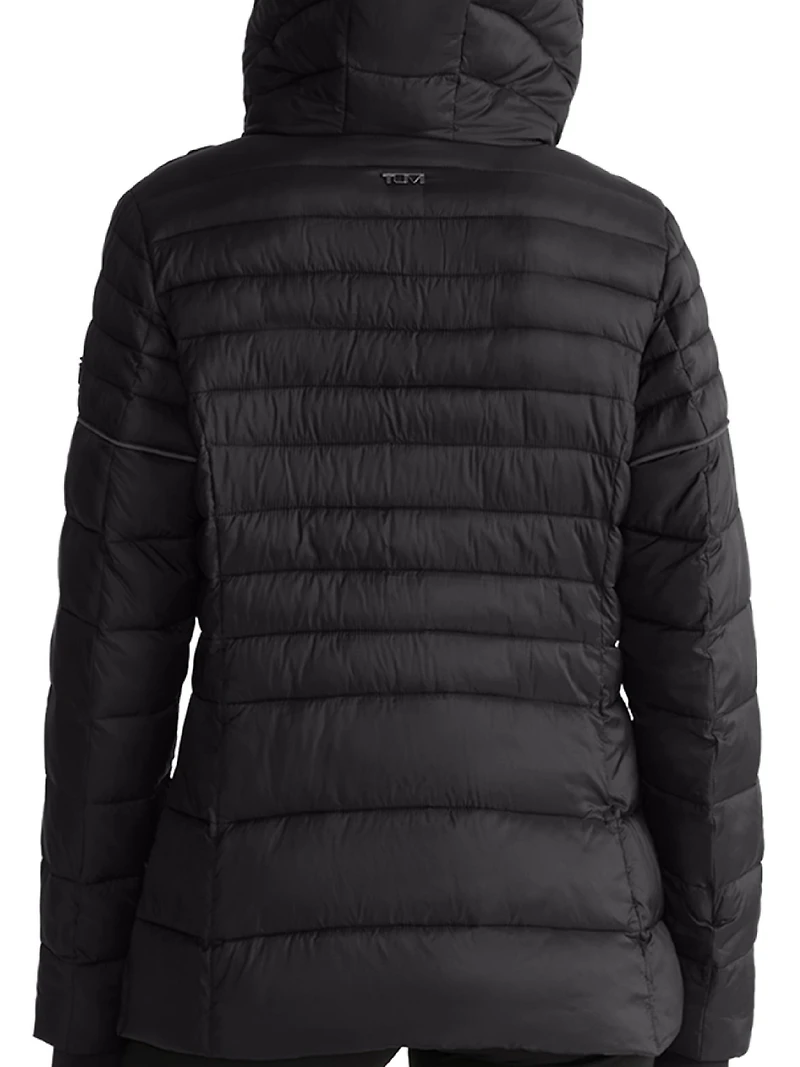 Tumi Women's Asymmetrical Zip Cowl Neck Quilted Midweight Puffer Coat with Prima Loft Fill