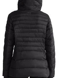 Tumi Women's Asymmetrical Zip Cowl Neck Quilted Midweight Puffer Coat with Prima Loft Fill