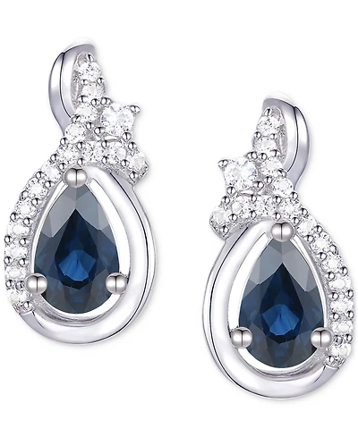 Emerald (1/2 ct. t.w.) & Diamond (1/10 Pear Drop Earrings 14k Gold (Also Ruby Sapphire)