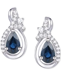 Emerald (1/2 ct. t.w.) & Diamond (1/10 Pear Drop Earrings 14k Gold (Also Ruby Sapphire)