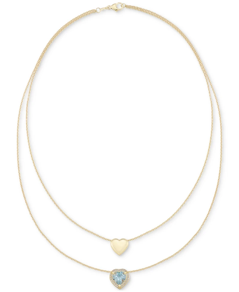 Macy's Sky Blue Topaz (3 ct. t.w.) & White Topaz (1/3 ct. t.w.) 18" Collar Necklace in 14k Gold over Sterling Silver