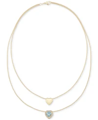 Macy's Sky Blue Topaz (3 ct. t.w.) & White Topaz (1/3 ct. t.w.) 18" Collar Necklace in 14k Gold over Sterling Silver