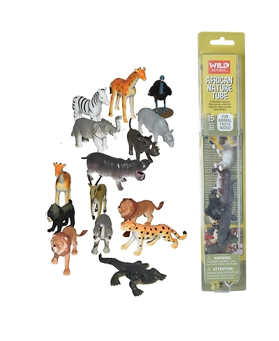 Wild Republic Nature Tube Africa Figurines, 15 Pieces