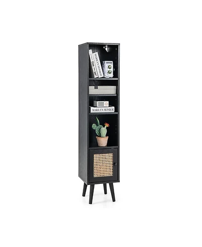 Gouun 4 Tiers Rattan Storage Cabinet with Slim Design