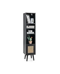 Gouun 4 Tiers Rattan Storage Cabinet with Slim Design