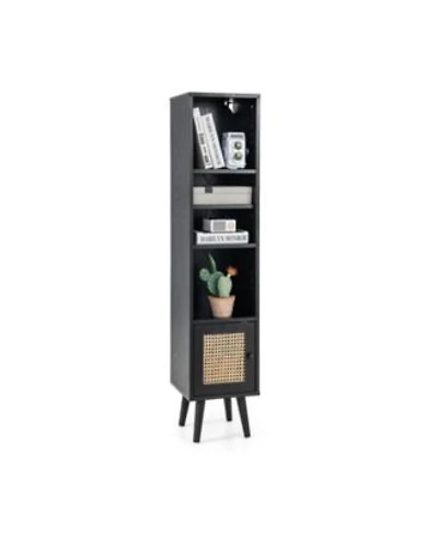 Gouun 4 Tiers Rattan Storage Cabinet with Slim Design