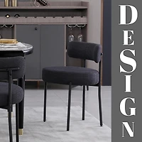 Dyhome Boucle Dining Chairs Set of 1, Upholstered with Black Metal Legs, Modern Accent Chair