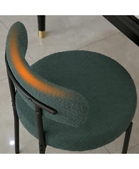 Dyhome Dining Chairs Set of 6, Mid-Century Modern Chairs, Curved Backrest Round Upholstered Boucle Sherpa Chair with Metal Legs
