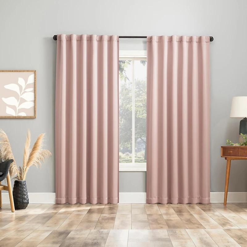 Aria Magnetic Closure Theater Grade 100% Blackout Back Tab Curtain Panel Pair