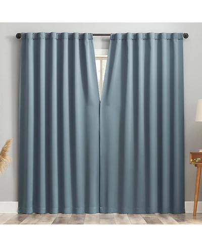 Aria Magnetic Closure Theater Grade 100% Blackout Back Tab Curtain Panel Pair