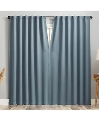 Aria Magnetic Closure Theater Grade 100% Blackout Back Tab Curtain Panel Pair
