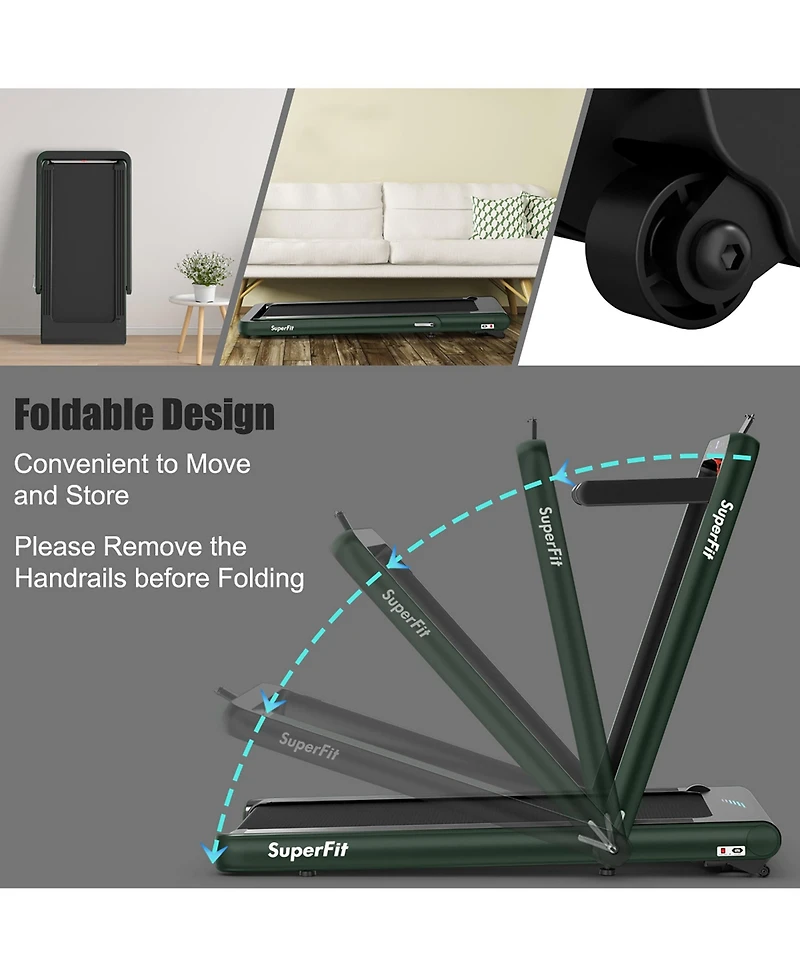 Costway 4.75HP 2 1 Folding Treadmill