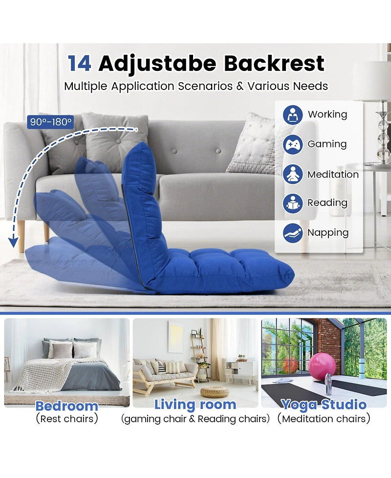 Gouun 14-Position Adjustable Folding Lazy Gaming Sofa