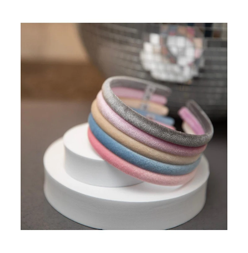 Classic Thin Padded Headband Set - Tan + Purple + Grey