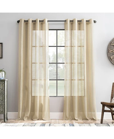 Slub Textured Linen Blend Grommet Top Curtain
