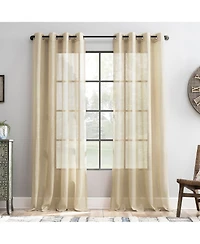 Slub Textured Linen Blend Grommet Top Curtain