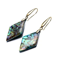 Genevive Sterling Silver 14K Gold Plated Abalone Kite Drop Hook Earrings