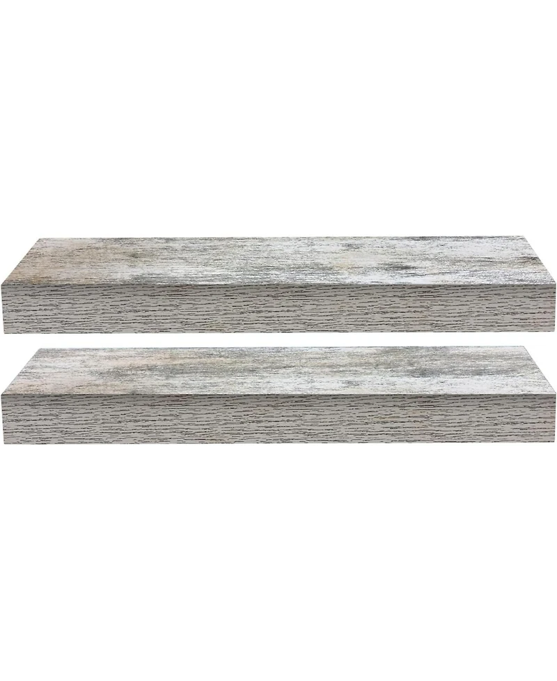 2 Pack 16 Inch Sorbus Coastal Rectangle Floating Shelves - for Home DAcor to Display Trophies, Books, Frames, and more (Rustic White)