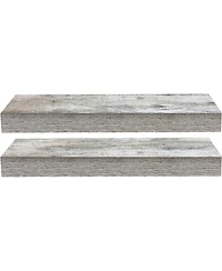 2 Pack 16 Inch Sorbus Coastal Rectangle Floating Shelves - for Home DAcor to Display Trophies, Books, Frames, and more (Rustic White)