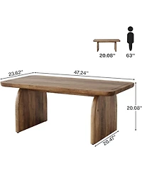 Tribesigns Rectangle Coffee Table, 47-Inch Wood Rectangular Living Room Table, Farmhouse Accent Center Table Low Cocktail Tea Table with Sturdy Base &