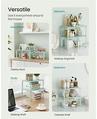 Slickblue Set of 2 Cabinet Organizer Shelves, Stackable & Expandable Kitchen Storage Spice Rack, Metal & Engineered Wood