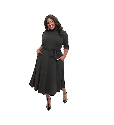 Unique Vintage Plus Size 1950s Turtleneck Midi Dress