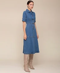 Avec Les Filles Women's Denim Midi Shirtdress