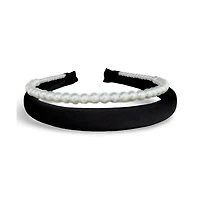 Classic Double Headband Set - Black and Pearl