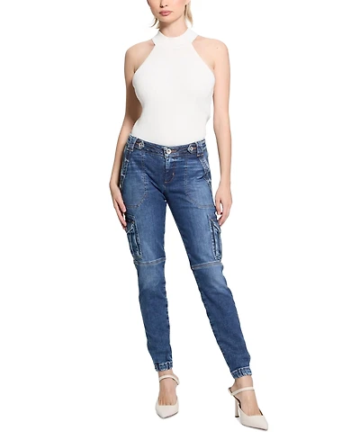 Guess Women's Cadet Mid-Rise Skinny Cargo Jeans