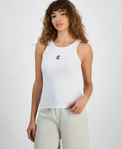 Calvin Klein Jeans Women's Ribbed Logo Crewneck Tank Top