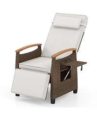 Gouun Patio Wicker Recliner Chair with Adjustable Backrest Footrest