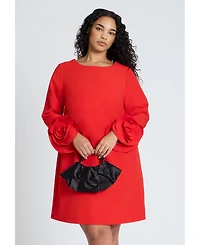 Eloquii Women's Plus Rosette Sleeve Mini Dress