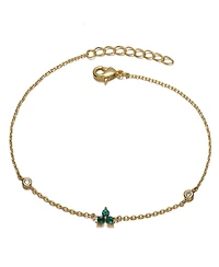 GiGiGirl Beautiful 14K Gold Plated Chain Link Charm Bracelet with Cubic Zirconia