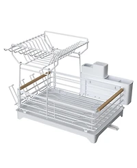 Mega Casa Double-layer Bamboo Dish Rack For Home Kitchen