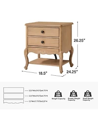 Hulala Home Penny Traditional Nightstand with Solid Wood Legs