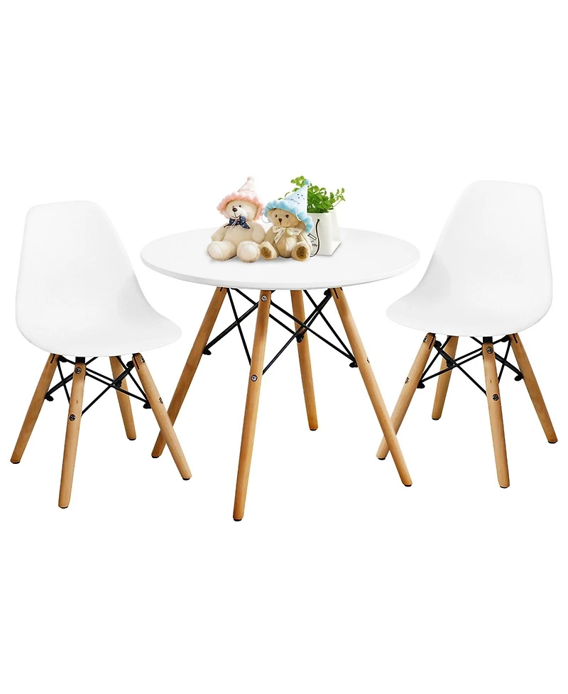 Gouun Kid's Modern Dining Table Set with 2 Armless Chairs