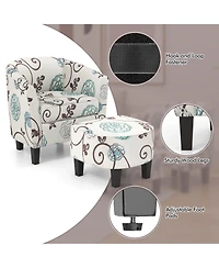 Gouun Modern Accent Tub Chair and Ottoman Set with Fabric Upholstered