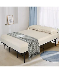 Gouun King Size Folding Steel Platform Bed Frame for Kids and Adults-King Size