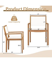 Gouun Stackable Outdoor Dining Chair Set of 2 with Acacia Wood Frame