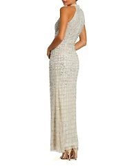 Mac Duggal Women's Embellished Halter Neck Keyhole Gown