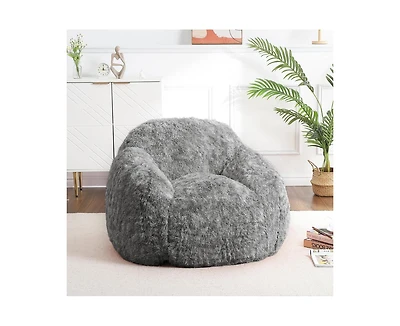 gaomon Bean Bag Chair, Adult Bean Bag Couch with Armrest, Soft Fluffy Faux Fur Beanbag Chair for Reading, Plush Lazy Sofa High-Density Foam Floor Sofa