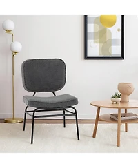 Gouun Upholstered Accent Chair Sherpa Reading Chair with Sponge Padding