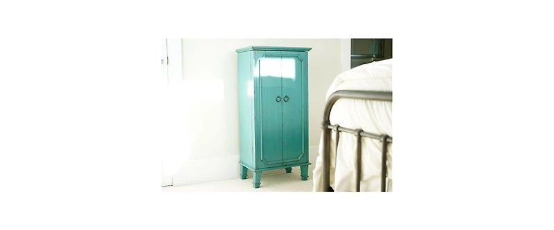 Slickblue Vintage Hand Painted Jewelry Armoire with Antique Drawer Pulls