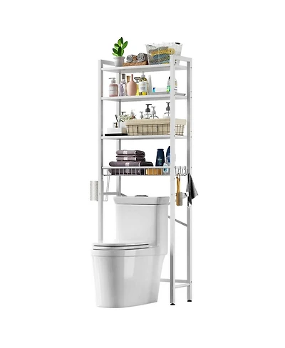 Bathroom Space Saver – Over-the-Toilet Storage with Rustic Wood Shelves and Sturdy Metal Frame