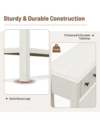 Gouun 60 Inch Long Sofa Table with 4 Drawers and Open Shelf for Living Room