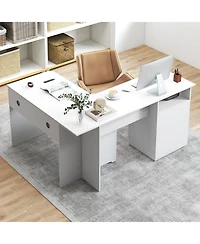 Gouun L-Shaped Computer Desk with Letter File Drawer
